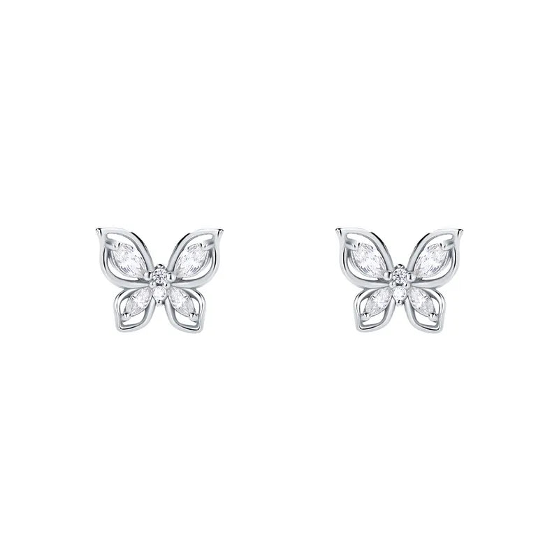 Butterfly Sterling Silver Zircon Ear Studs