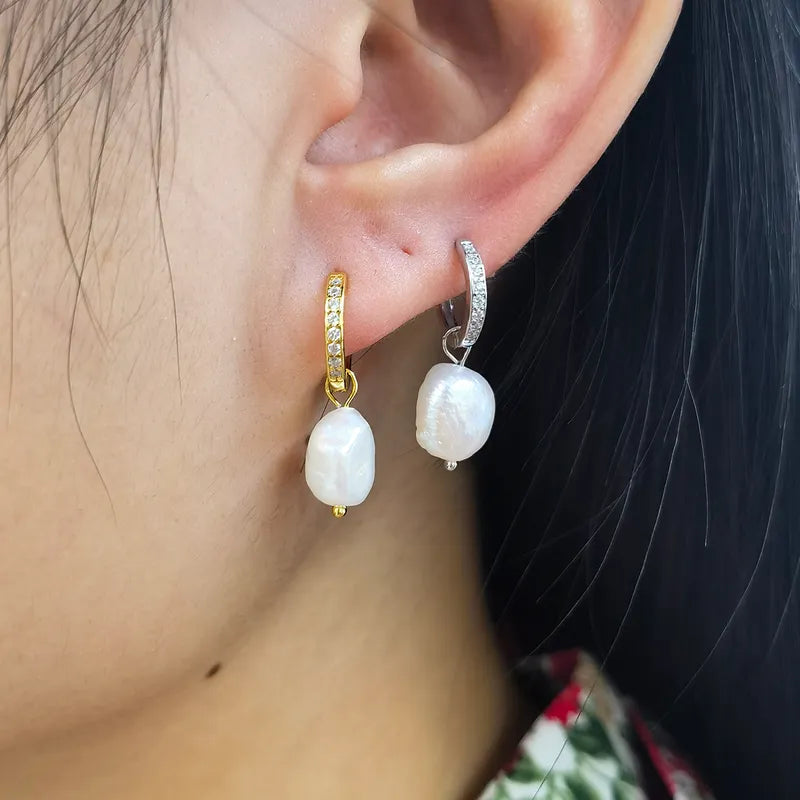 Pearl Plating Inlay Drop Earrings