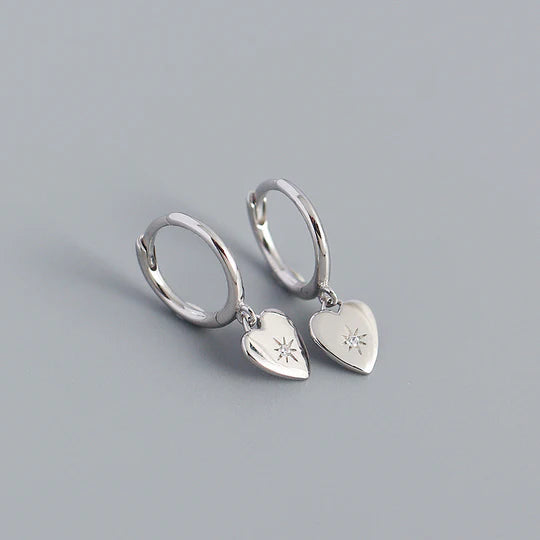 925 Sterling Silver Minimalist Heart Earring With Cubic Zirconia