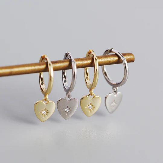 925 Sterling Silver Minimalist Heart Earring With Cubic Zirconia